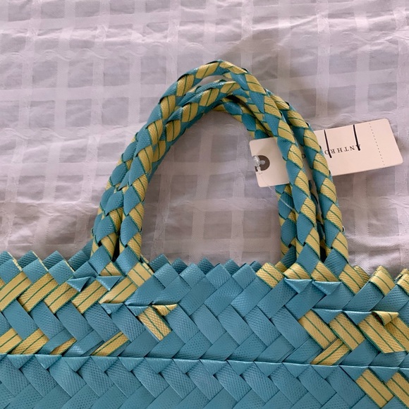 NWT Anthropologie Diamond woven Tote bag. Sky blue Adorable! See details - Picture 11 of 12